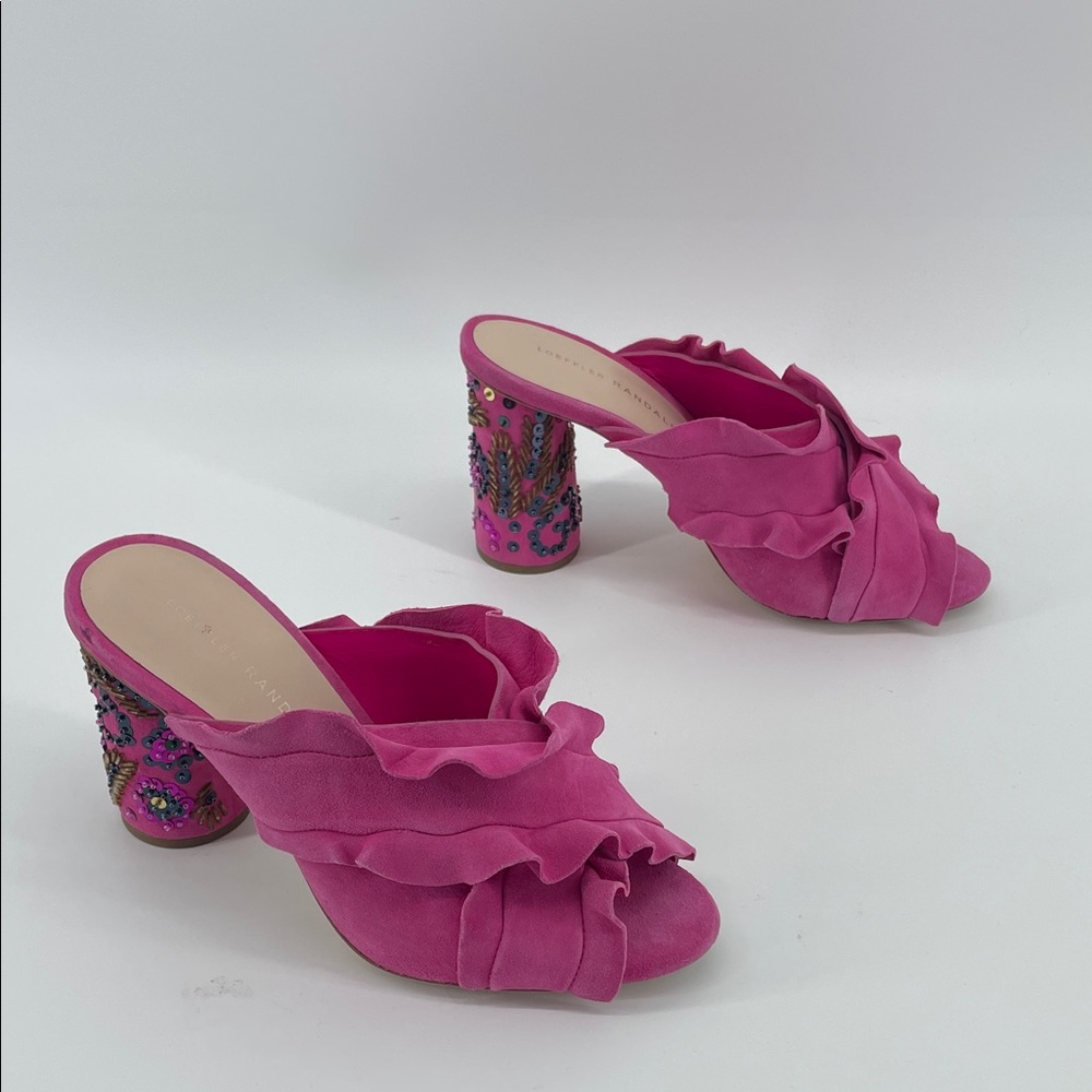 Loeffler Randall Kaya Ruffle Sandals in Hot Pink 7.5 S86